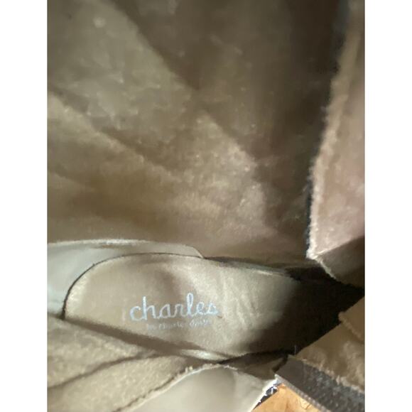 Charles David Women's Fashion Boots 7.5 Taupe Lace Up Point Toe NEW Block Heel - Picture 3 of 11